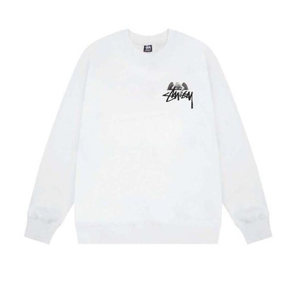 Men's Stussy White Crew Neck Sweatshirt - Picture 1 of 7
